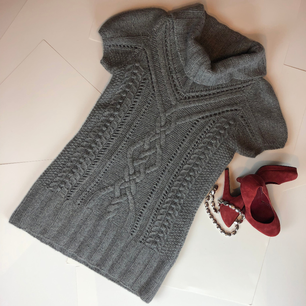 H&M Cowl Neck, Wool Short Sleeve Sweater/Dress